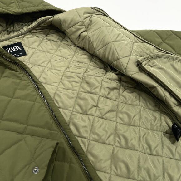 Zara Green Quilted Coat - Picture 3 of 4